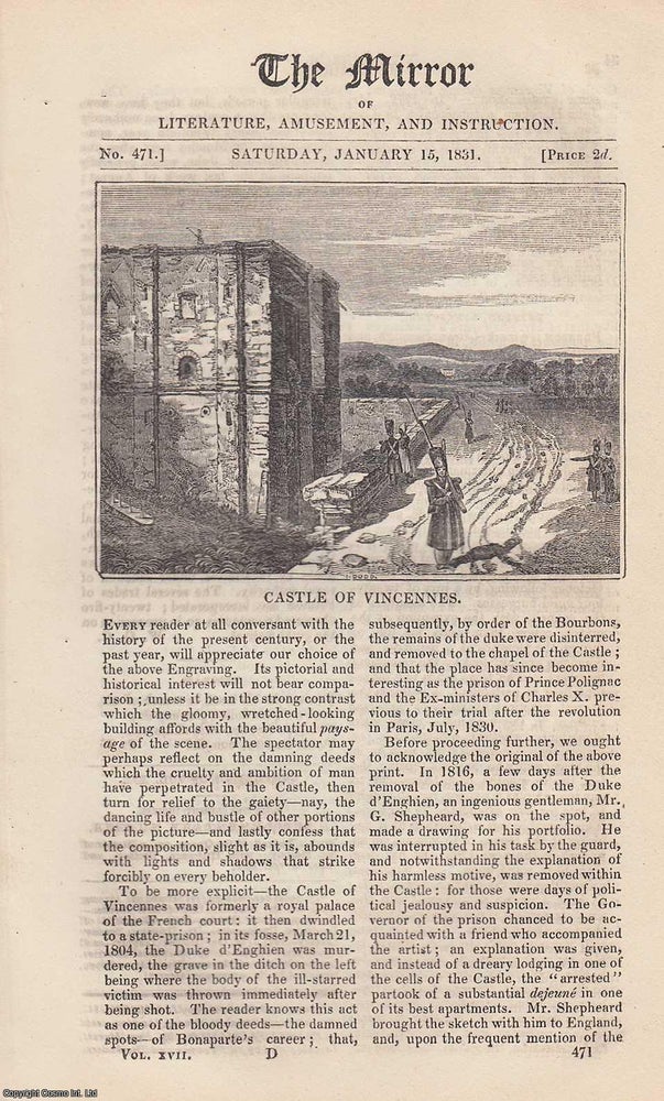 Item #330743 Castle of Vincennes & The Auberge on The Grimsel (mountain of Switzerland). A...
