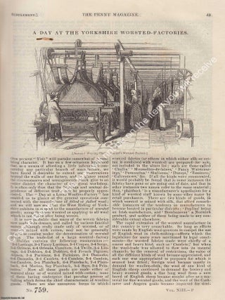 Akroyd's Worsted-Factories, Yorkshire in 1844. The Penny Magazine : An Original Charles Knight. YORKSHIRE MILLS 1844.