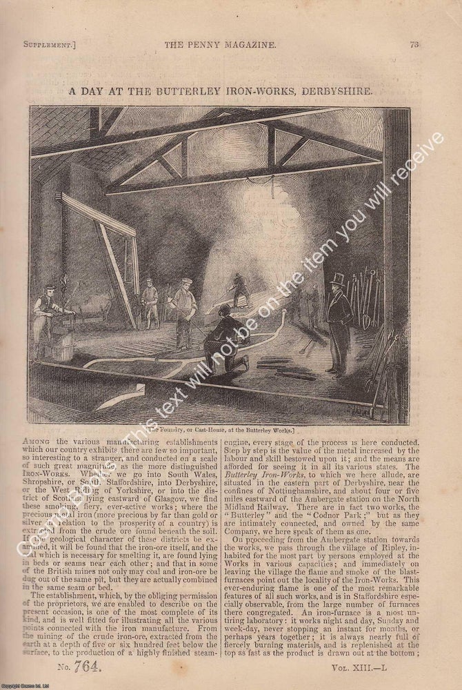 Item #330879 The Butterley Iron-Works, Derbyshire in 1844. The Penny Magazine : An Original...