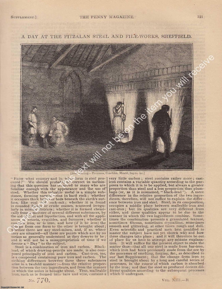Item #330885 The Fitzalan Steel and File-Works, Sheffield, in 1844. The Penny Magazine : An...
