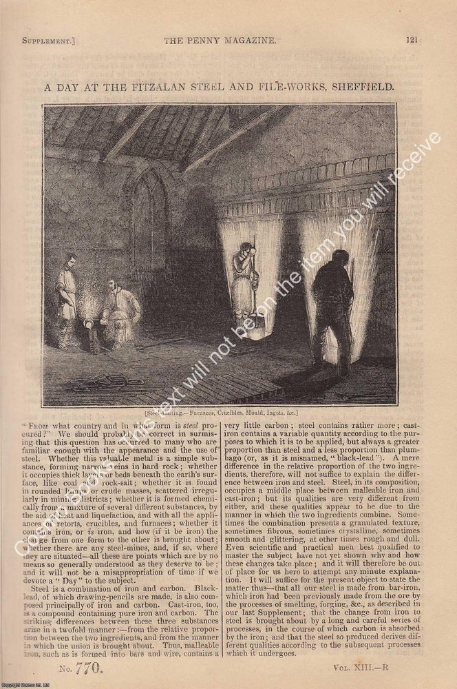 Item #330885 The Fitzalan Steel and File-Works, Sheffield, in 1844. The Penny Magazine : An...