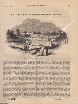 The Barrowfield Dye-Works, Glasgow, in 1844. The Penny Magazine : An Original Charles Knight. DYE MAKING 1844.