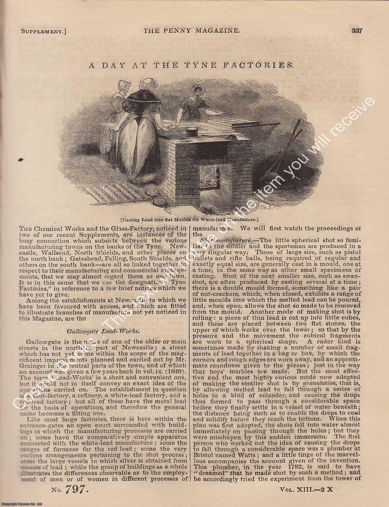 Item #330912 The Tyne Factories, Newcastle, TOGETHER WITH A Second Day at The Tyne Factories, in 1844. The Penny Magazine : An Original Charles Knight Publication for SDUK. NORTH EAST INDUSTRY 1844.