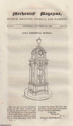 Item #331901 Cox's Perpetual Motion; The Question Relating to The Difference of Longitude;...