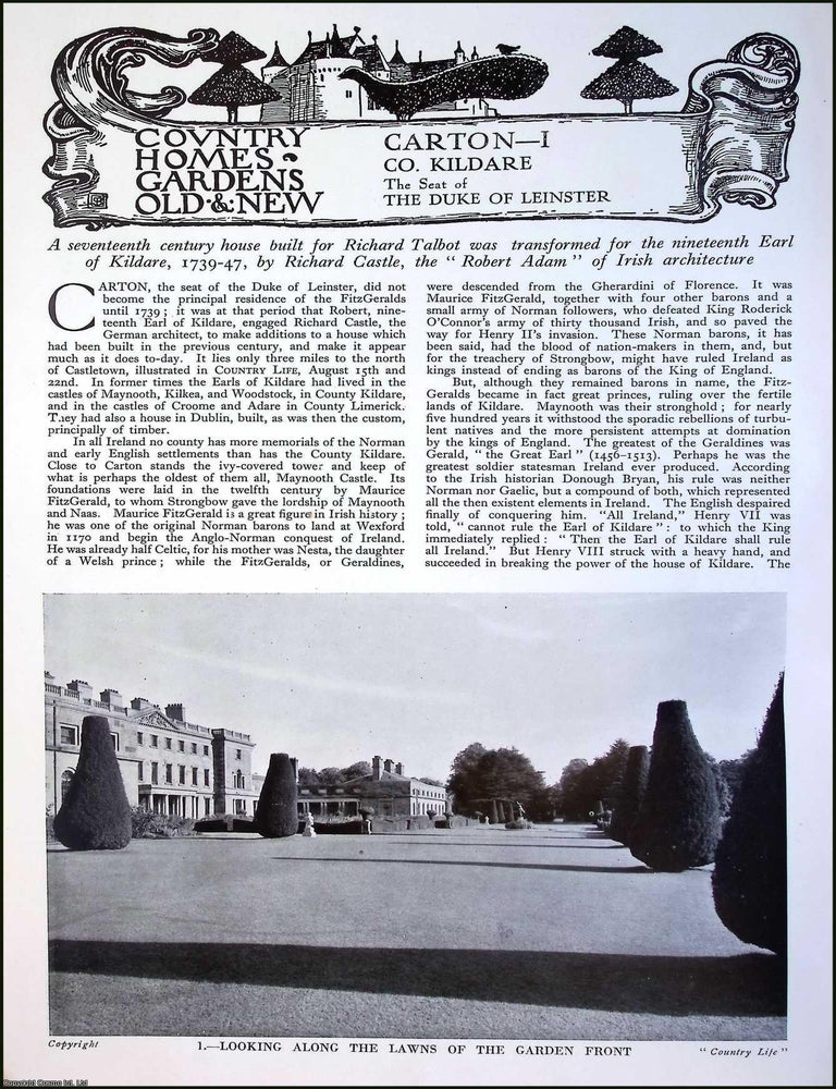 Item #334505 Carton, Co. Kildare. The Seat of The Duke of Leinster. Several pictures and...