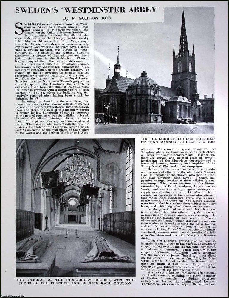 Item #334687 Riddarholm Church : Sweden's Westminster Abbey. Several pictures and accompanying...