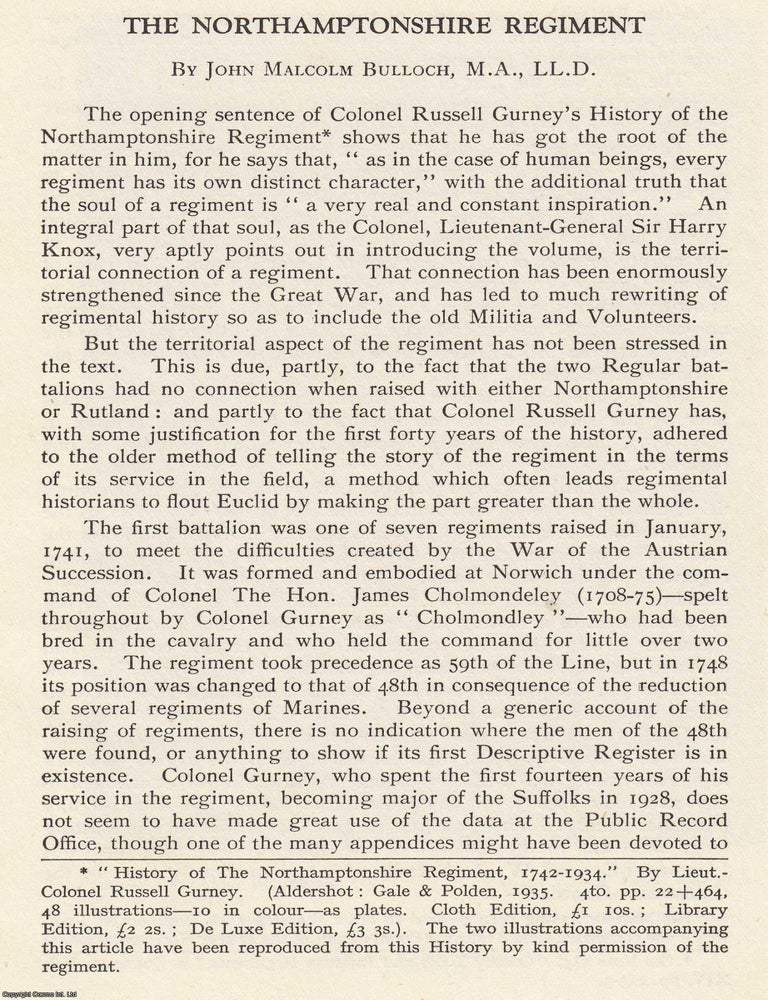 Item #335610 The Northamptonshire Regiment. An original article from the Journal of the Society...