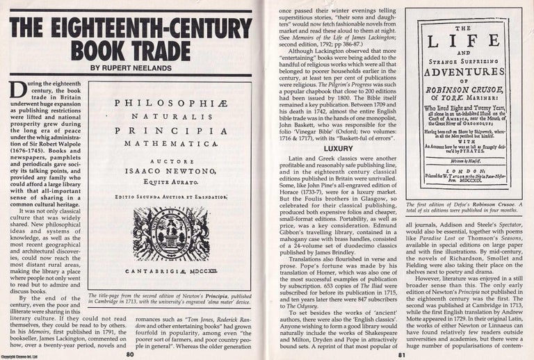 Item #337623 The Eighteenth-Century Book Trade. This is an original article separated from an issue of The Book & Magazine Collector publication, 2000. Rupert Neelands.