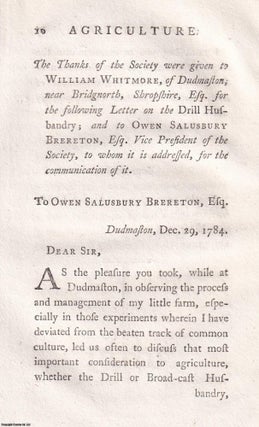 Item #350016 A letter on the drill husbandry, 1784. of Dudmaston William Whitmore, Shropshire,...