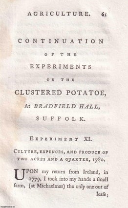 Item #350018 Continuation of the experiments on the clustered potato, at Bradfield Hall, Suffolk....
