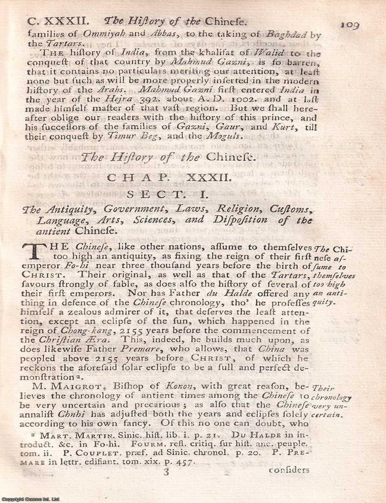 Item #350496 The Early Polity of the Chinese. The History of the Chinese, from The Universal...