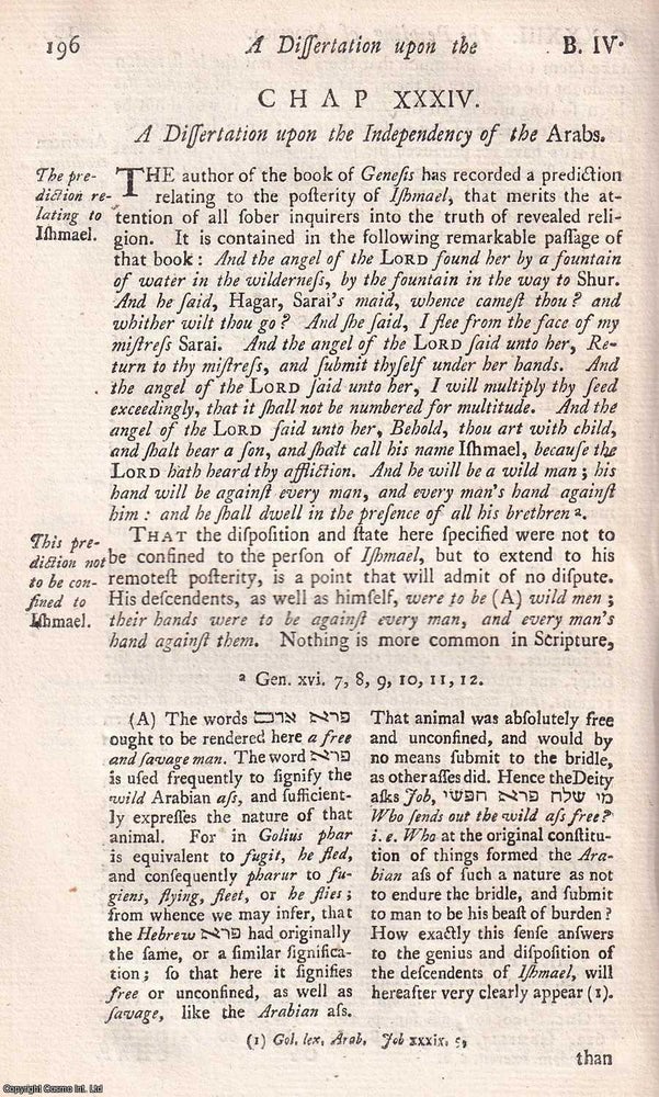 Item #350498 A Study of Early Arabian Autonomy. A Dissertation upon the Independancy of the...