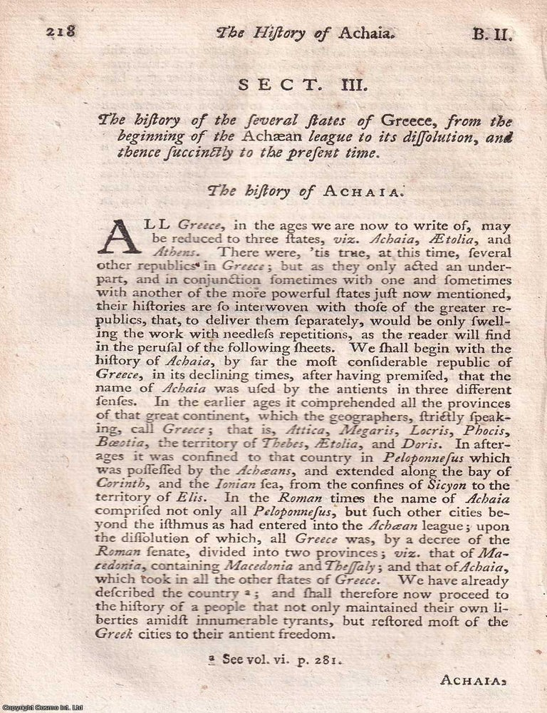 Item #350504 The Confederated States of Greece. The History of the several states of Greece, from...