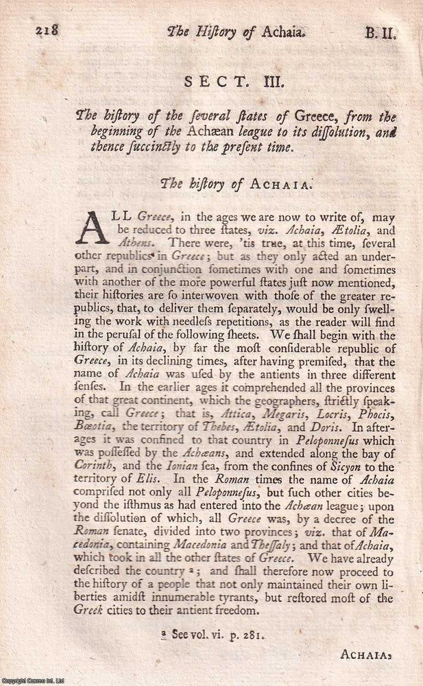 Item #350504 The Confederated States of Greece. The History of the several states of Greece, from...