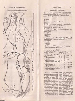 1830, Rainhill Railway Trials. A series of contemporary reports regarding the Rainhill Railway Trials and development of the Liverpool and Manchester Railway. Historical details, construction & costs, preparatory experiments, description of the railway, opening of the railway, the accident (death of Wm. Huskisson), commencement of traffic, performance of the engines, Stephensons' locomotive The Northumbrian, the locomotive carriages of Stephenson, Braithwaite, and Ericsson, further correspondence, commencement of goods carrying, derailment of The Meteor, etc. All contained in a series of 7 disbound issues of the Mechanics' Magazine, September, October, November 1830 & January 1831.