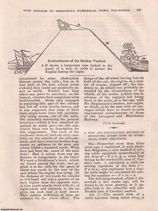1830, Rainhill Railway Trials. A series of contemporary reports regarding the Rainhill Railway Trials and development of the Liverpool and Manchester Railway. Historical details, construction & costs, preparatory experiments, description of the railway, opening of the railway, the accident (death of Wm. Huskisson), commencement of traffic, performance of the engines, Stephensons' locomotive The Northumbrian, the locomotive carriages of Stephenson, Braithwaite, and Ericsson, further correspondence, commencement of goods carrying, derailment of The Meteor, etc. All contained in a series of 7 disbound issues of the Mechanics' Magazine, September, October, November 1830 & January 1831.