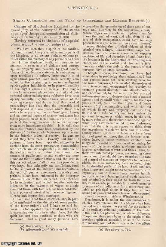 Special Commissions for the Trial of Incendiaries and Machine Breakers ...