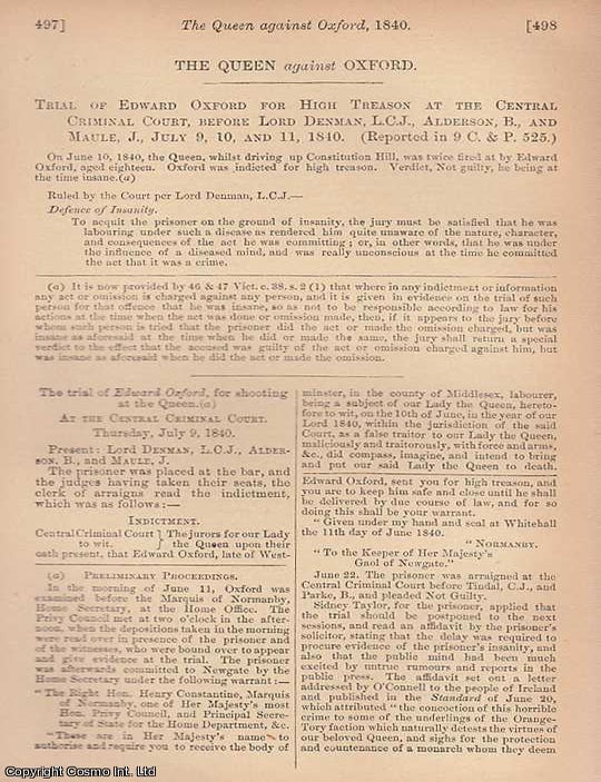 Item #350669 Assassination Attempt on Q. Victoria : The Queen against Oxford. Trial of Edward...