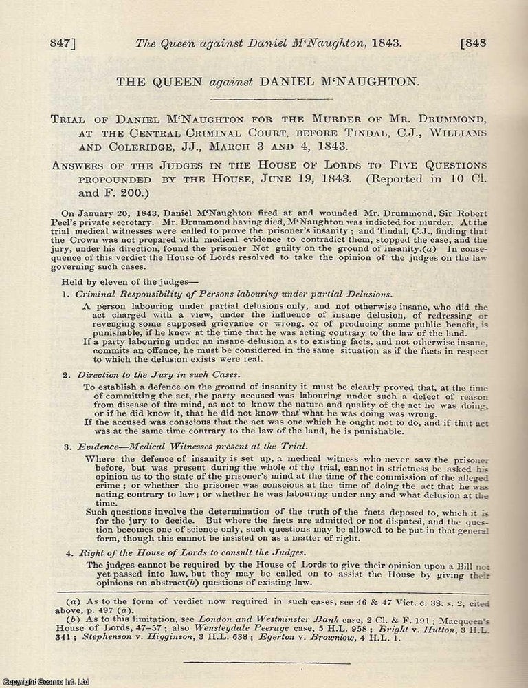 Item #350678 Chartist Interest : The Queen against Daniel McNaughton. Trial of Daniel McNaughton...