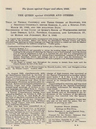 Chartist Interest : The Queen against Cooper and Others. Trial of Thomas Cooper and Three Others. HIGH CRIMES, NATIONAL DRAMA.