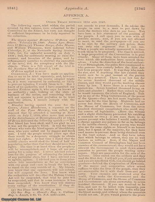 Item #350681 Chartist Interest, facsimile edition : The Queen against Bronterre O'Brien and...