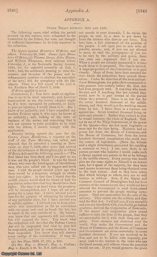 Item #350681 Chartist Interest, facsimile edition : The Queen against Bronterre O'Brien and...