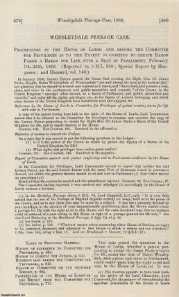 Item #350719 Wensleydale Peerage Case. Proceedings in the House of Lords and before the committee...