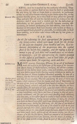 1765 Printing : South Sea Bubble : National Debt Act. King George I.