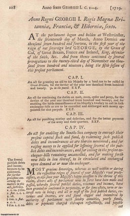 Item #350801 South Sea Bubble : National Debt Act 1719 c. 4. An act for enabling the South Sea...
