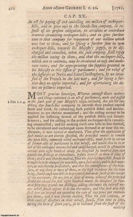 Item #350818 South Sea Bubble : National Debt Act 1721 c. 20. An act for paying off and...