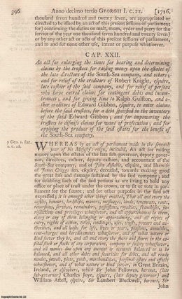 Item #350849 South Sea Bubble : South Sea Company Act 1726 c. 22. An act for enlarging the times...