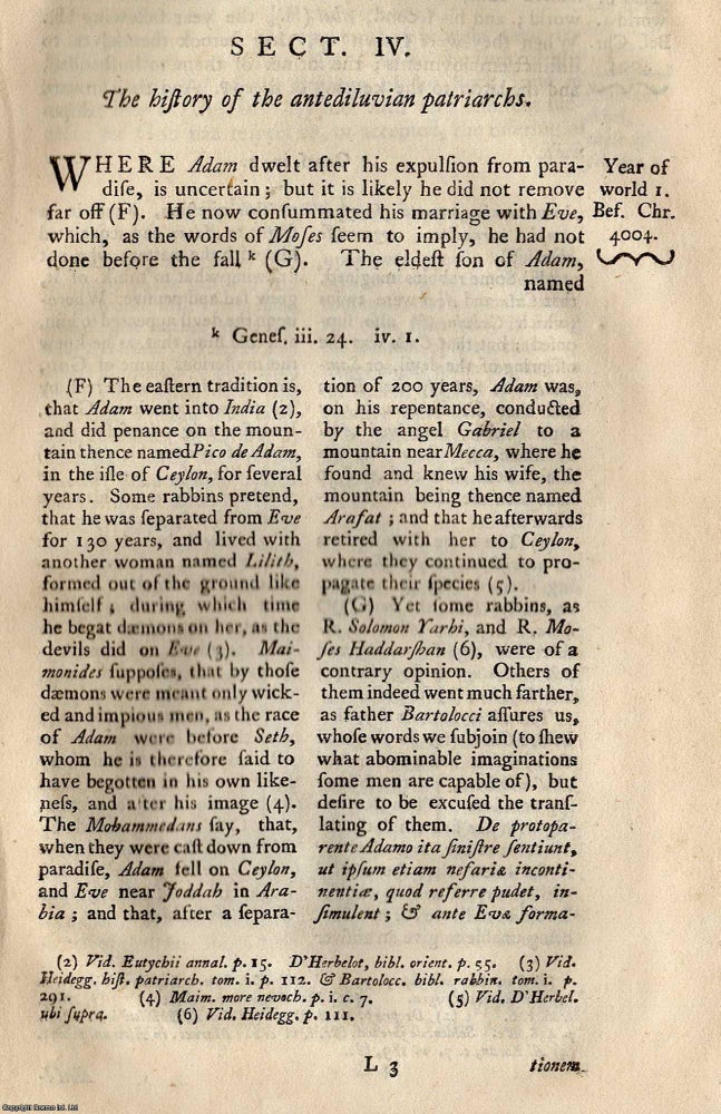 Item #351220 Chronicles of the First Ages. The History of the Antediluvian Patriarchs, from The...
