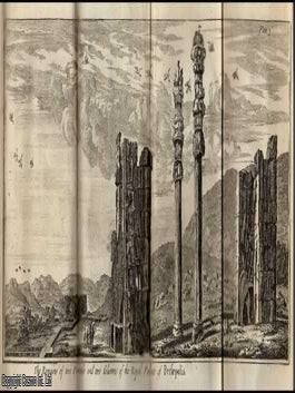 1747. Engraving: The remains of two portals and two columns of the Royal Palace at Persepolis. SURVIVING PORTALS AND COLUMNS OF.