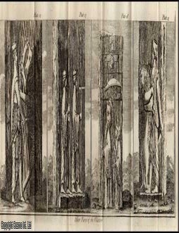 Item #351235 1747. Engraving: Pieces of the pilasters of the Royal Palace at Persepolis. Folding...