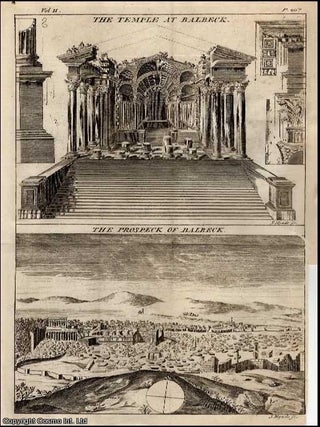 1748. Engraving: The Temple at Balbeck and the prospect of Balbeck. Folding plate 8 x 12 inches, THE TEMPLE AND PROSPECT OF.