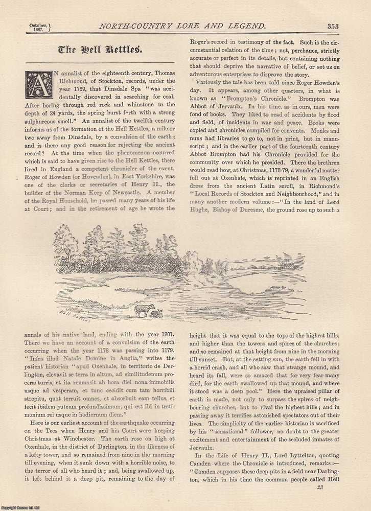 Item #351829 The Hell Kettles, Dinsdale Spa. An original article from The Monthly Chronicle,...