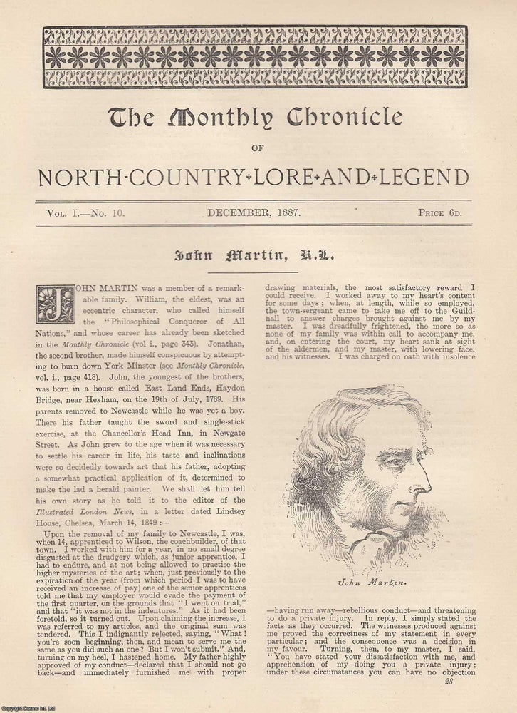 Item #351833 John Martin, K.L. With a note about the Martin Family. An original article from The...