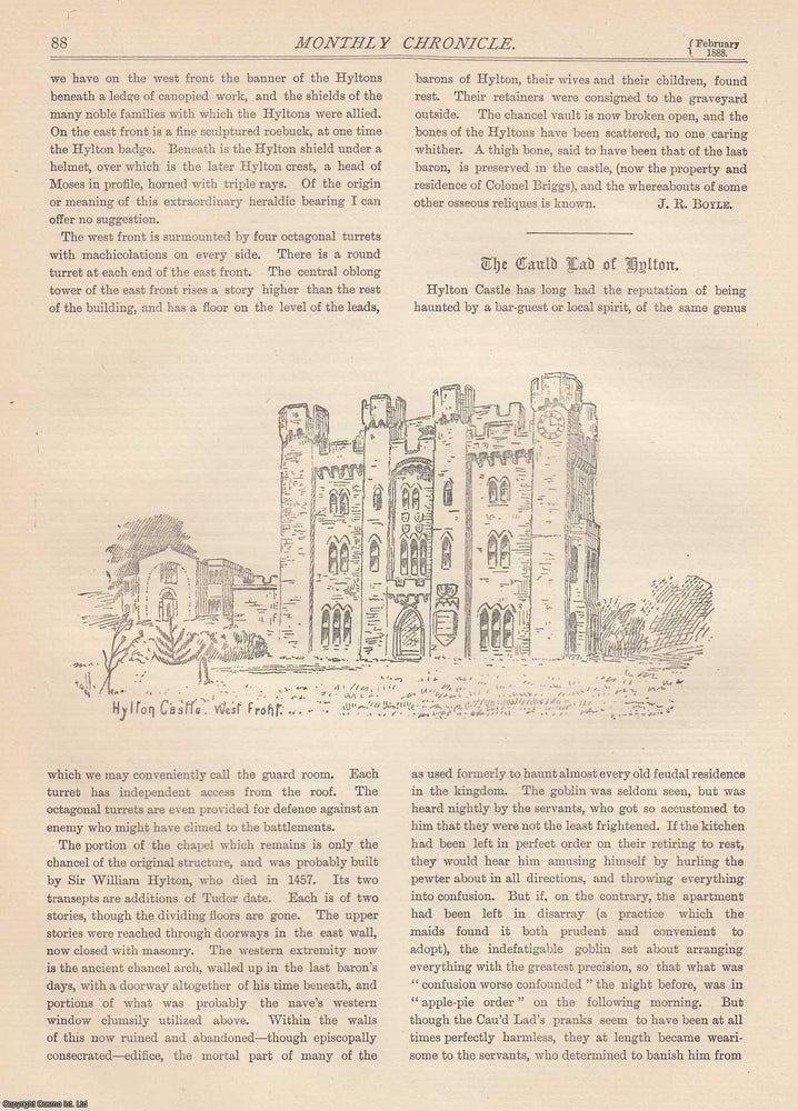 Item #351842 Hylton and the Hyltons, Durham. An original article from The Monthly Chronicle 1888....