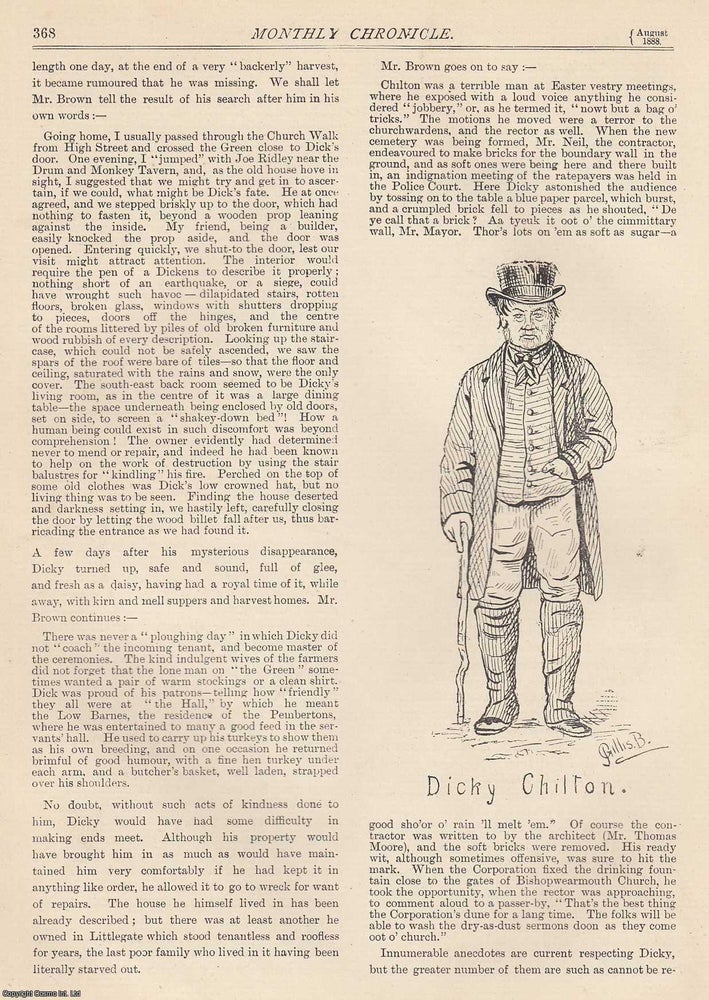 Item #351858 Dicky Chilton. Richard Chilton, joiner and cabinetmaker. An original article from...