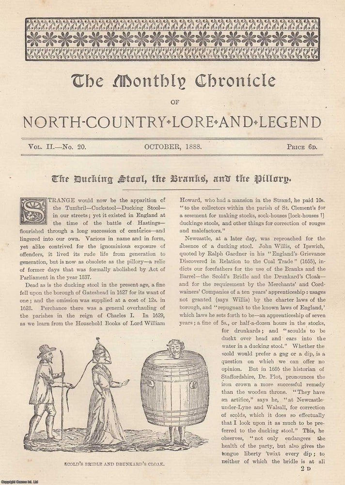 Item #351862 The Ducking Stool, the Branks, and the Pillory. An original article from The Monthly...
