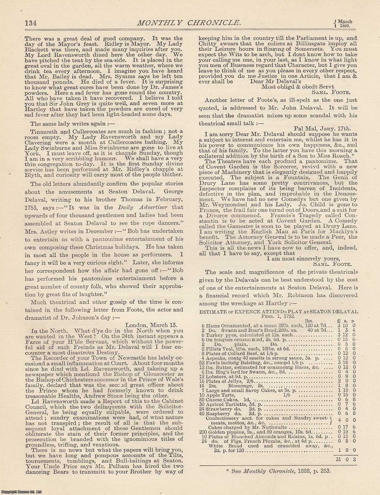 Item #351882 The Delaval Papers; the Northumbrian family of the Delavals. An original article...