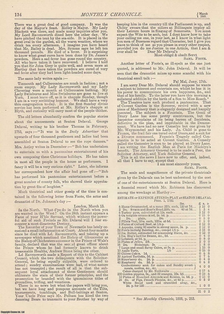 Item #351882 The Delaval Papers; the Northumbrian family of the Delavals. An original article...