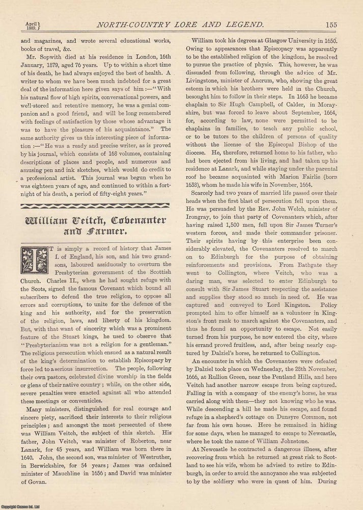 Item #351884 William Veitch, Covenanter and Farmer. An original article from The Monthly...