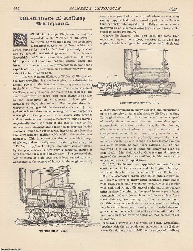 Item #351888 Illustrations of Railway Development. An original article from The Monthly Chronicle...