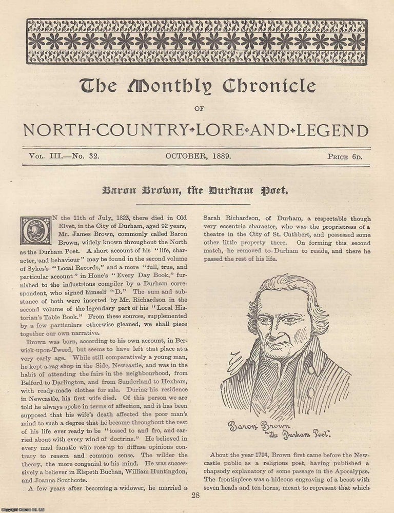 Item #351896 Baron Brown, the Durham poet; James Brown, died 1823. An original article from The...