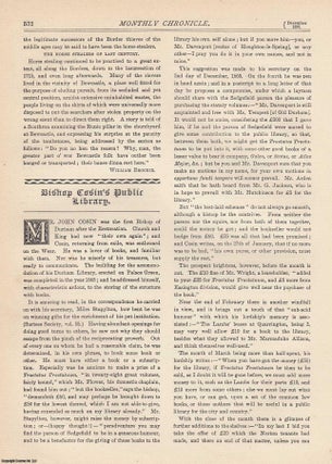 Item #351905 Bishop Cosin's Public Library, Durham. An original article from The Monthly...
