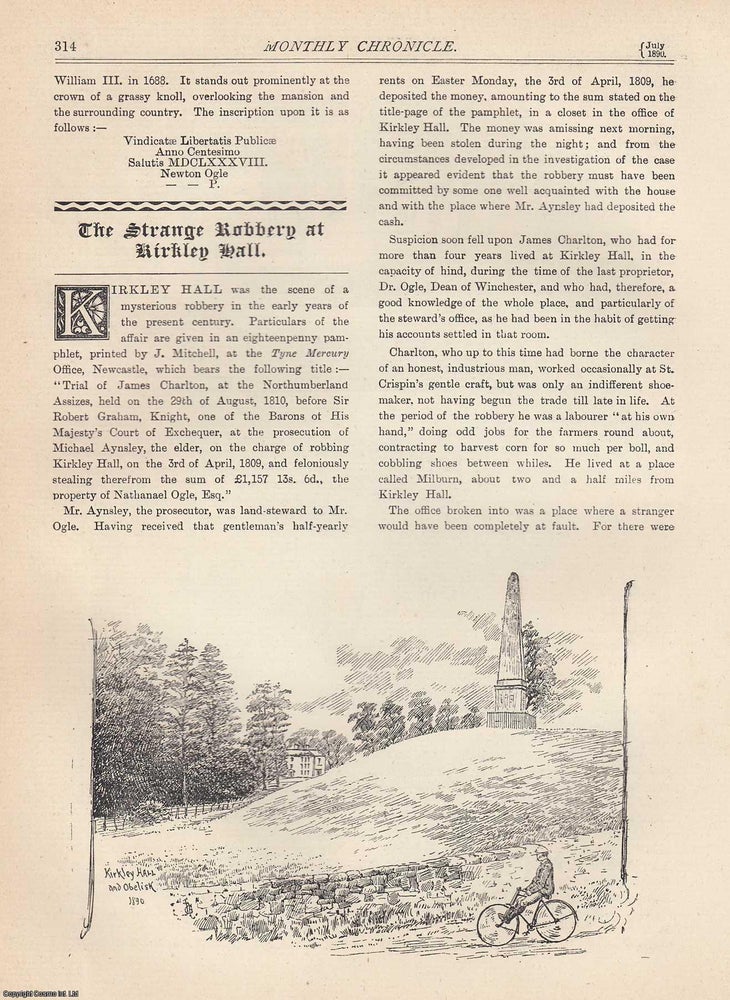 Item #351912 The Strange Robbery at Kirkley Hall. An original article from The Monthly Chronicle 1890. Walter Scott.