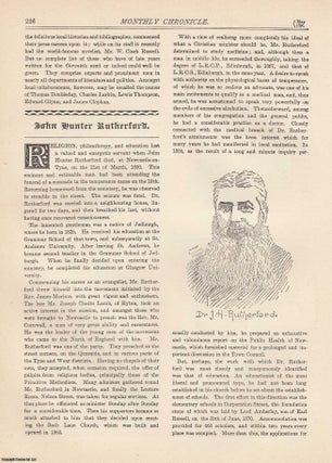 Item #351914 John Hunter Rutherford, an obituary. An original article from The Monthly Chronicle...