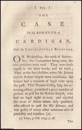Item #352001 1777, Cardigan. The Case of the Borough of Cardigan, and its Contributory Boroughs...