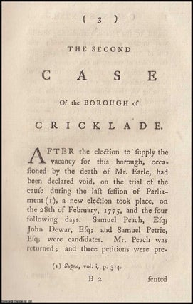 Item #352004 1777, Cricklade. The Second Case of the Borough of Cricklade, in the County of...